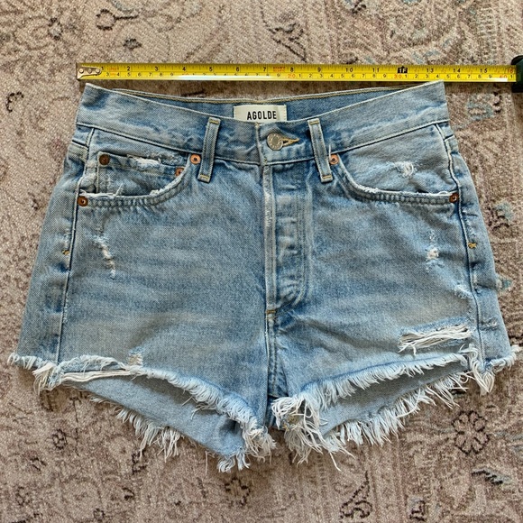 AGOLDE Parker Distressed Denim Shorts Swapmeet - Picture 7 of 15
